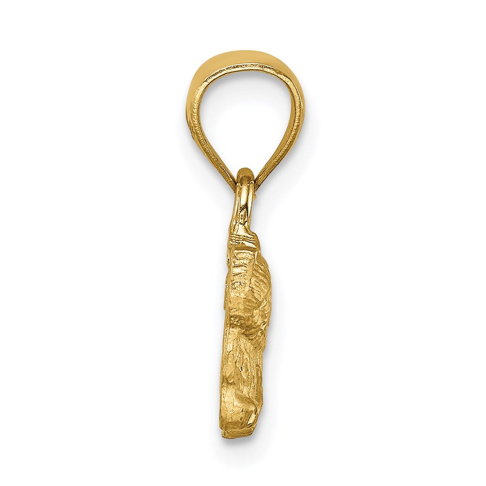 Million Charms 14K Yellow Gold Themed Diamond-Cut Cat Pendant