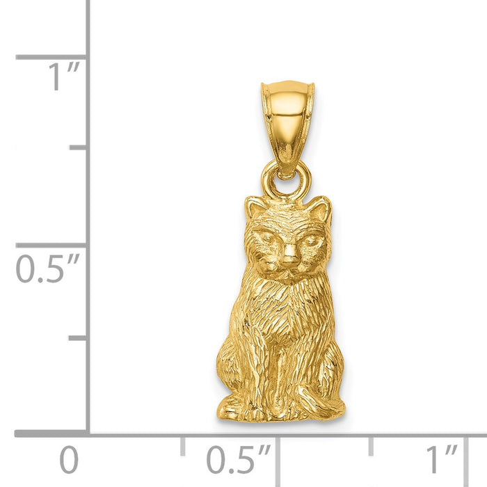 Million Charms 14K Yellow Gold Themed Cat Pendant