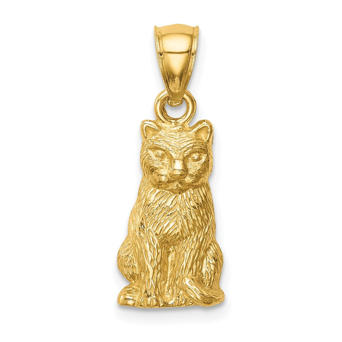Million Charms 14K Yellow Gold Themed Cat Pendant