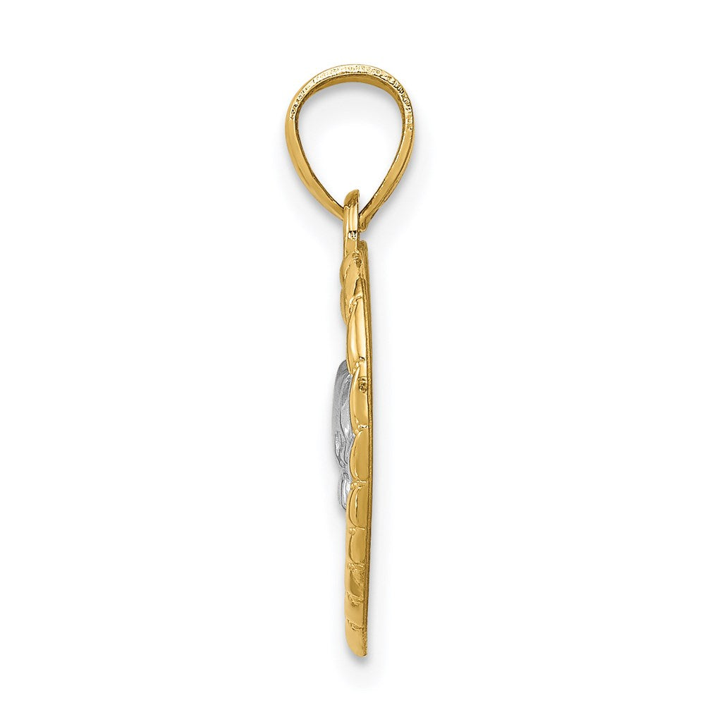 Million Charms 14K Yellow Gold Themed With Rhodium-plated Cat In Heart Pendant