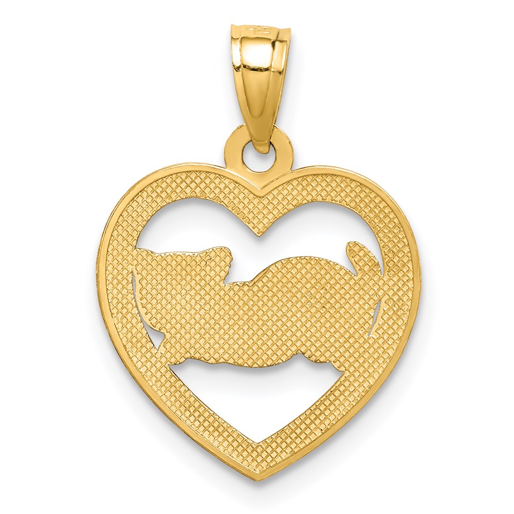 Million Charms 14K Yellow Gold Themed With Rhodium-plated Cat In Heart Pendant