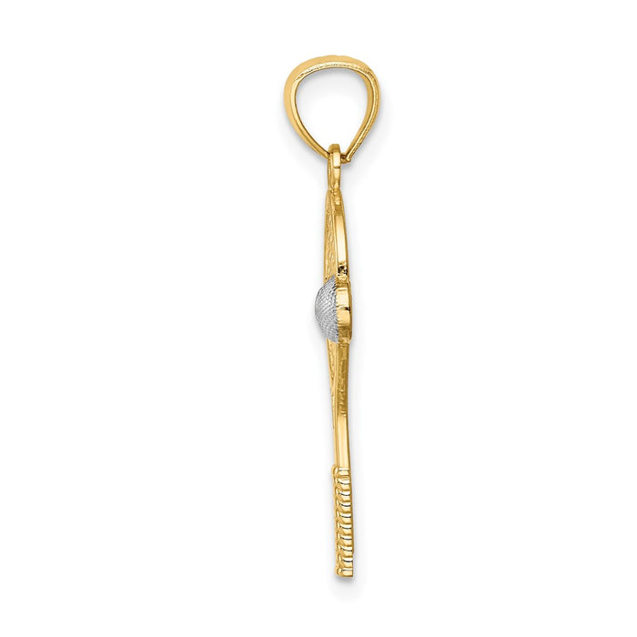 Million Charms 14K Yellow Gold Themed With Rhodium-plated Sports Tennis Pendant