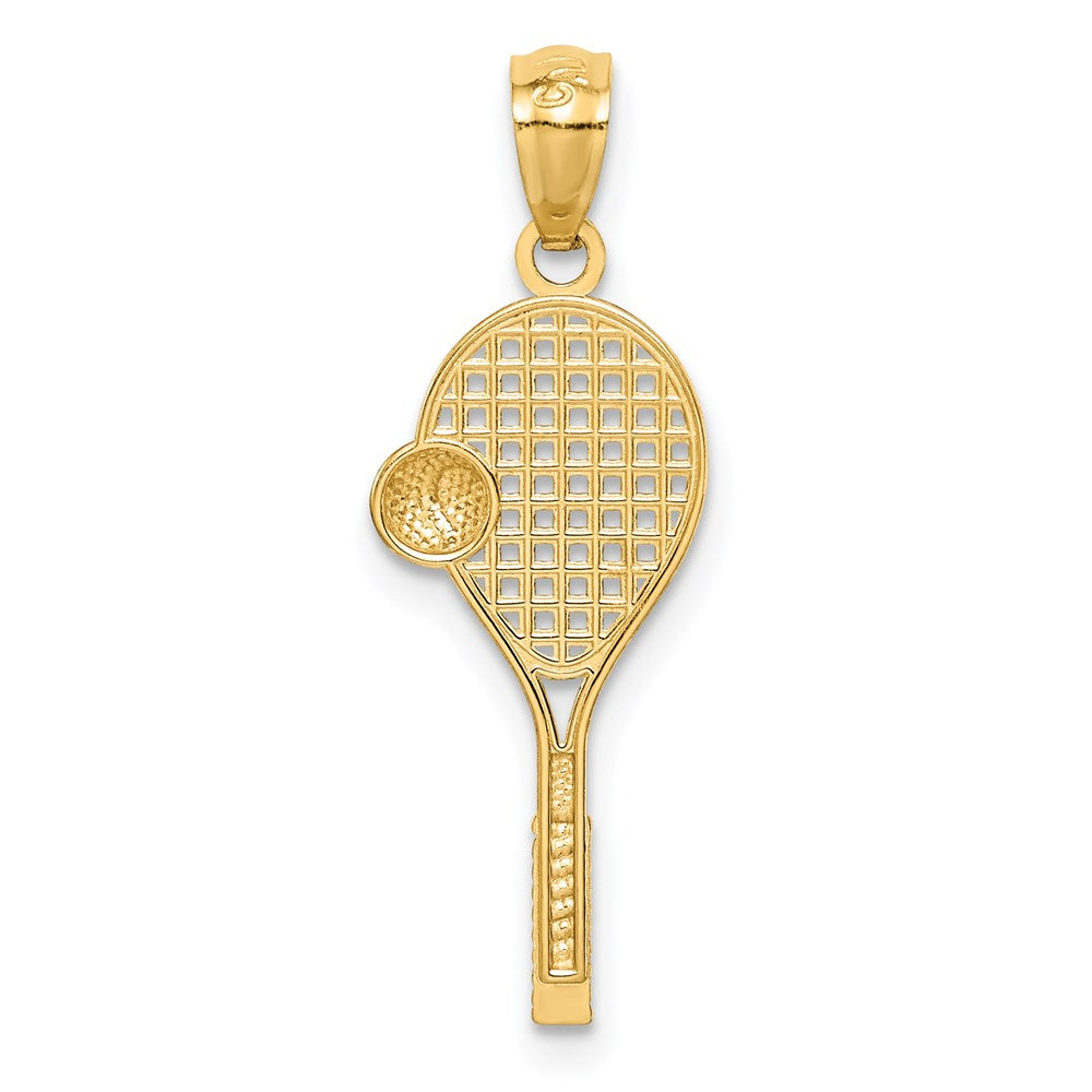 Million Charms 14K Yellow Gold Themed With Rhodium-plated Sports Tennis Pendant