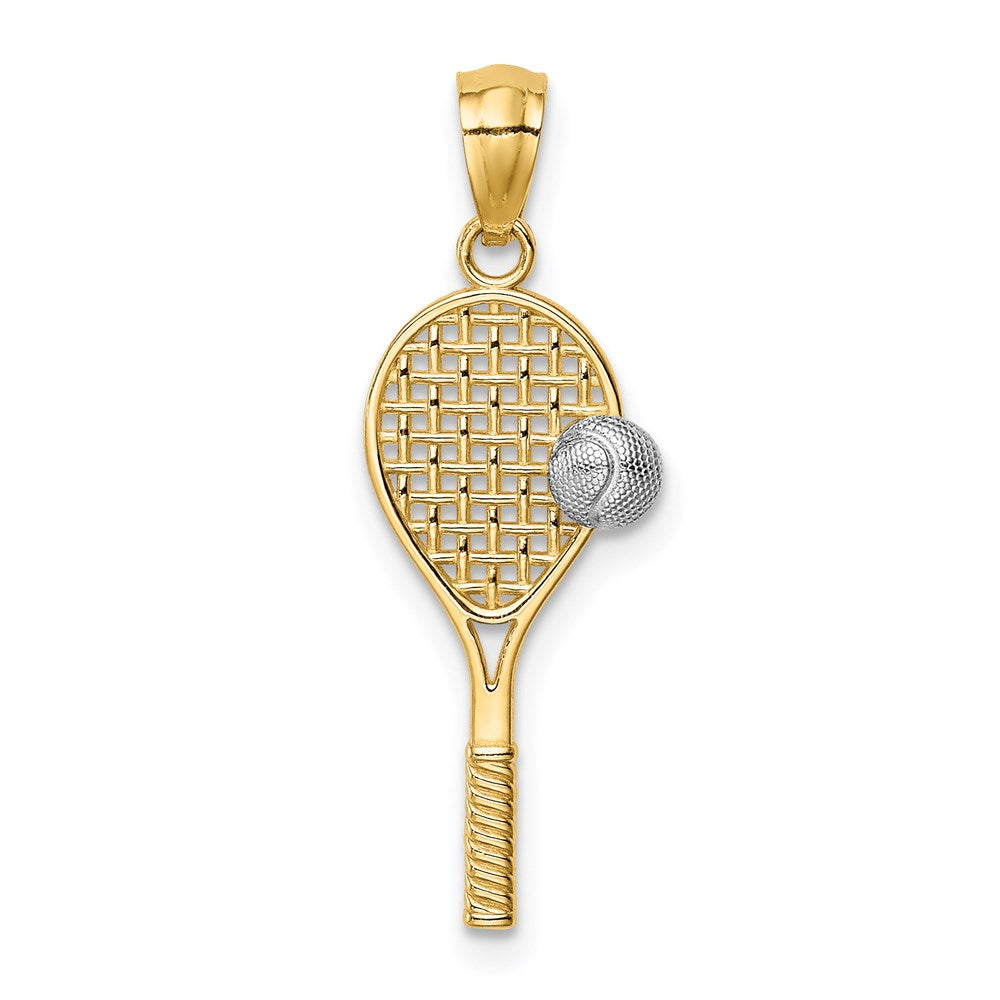 Million Charms 14K Yellow Gold Themed With Rhodium-plated Sports Tennis Pendant