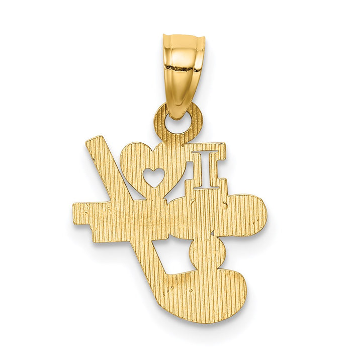 Million Charms 14K Yellow Gold Themed I Heart Sports Golf Pendant