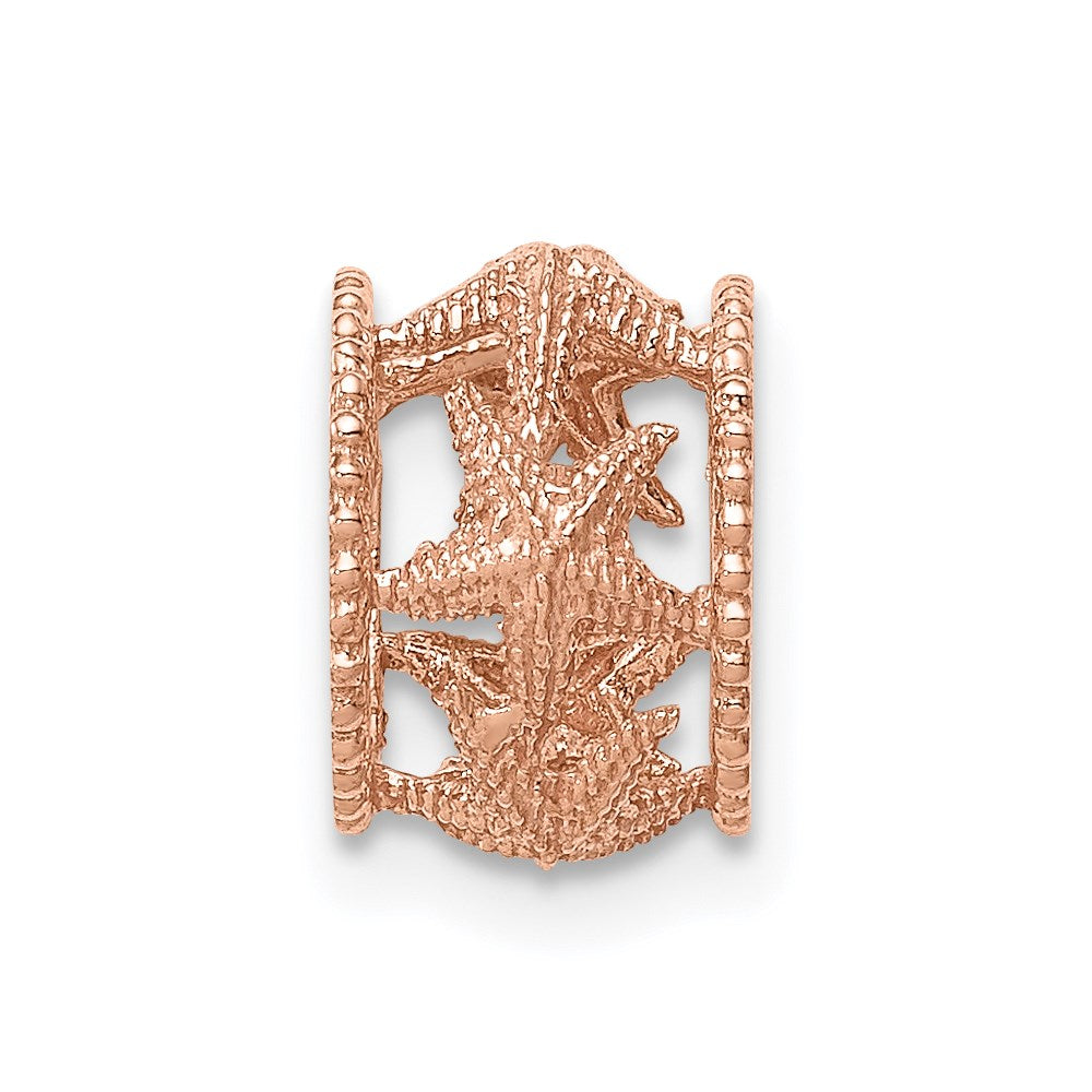 Million Charms 14K Rose Gold Themed Polished Nautical Starfish Slide