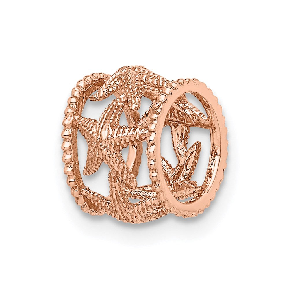 Million Charms 14K Rose Gold Themed Polished Nautical Starfish Slide