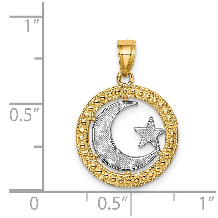 Million Charms 14K Yellow Gold Themed With Rhodium-plated Star & Moon Pendant