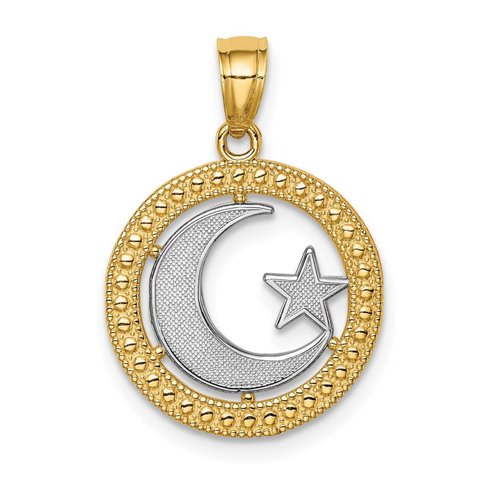 Million Charms 14K Yellow Gold Themed With Rhodium-plated Star & Moon Pendant