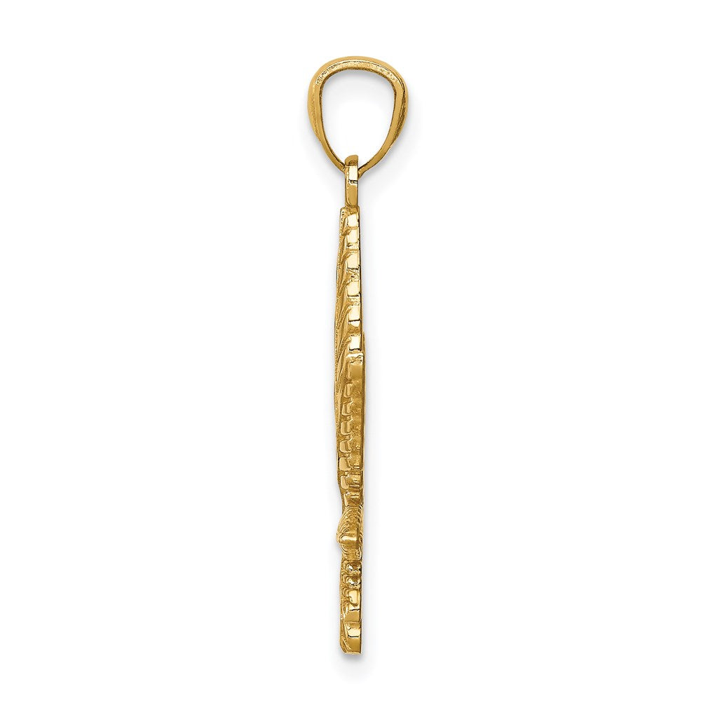 Million Charms 14K Yellow Gold Themed Leaf Pendant