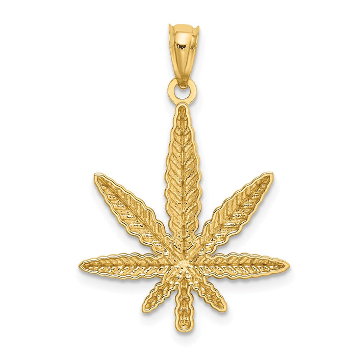 Million Charms 14K Yellow Gold Themed Leaf Pendant