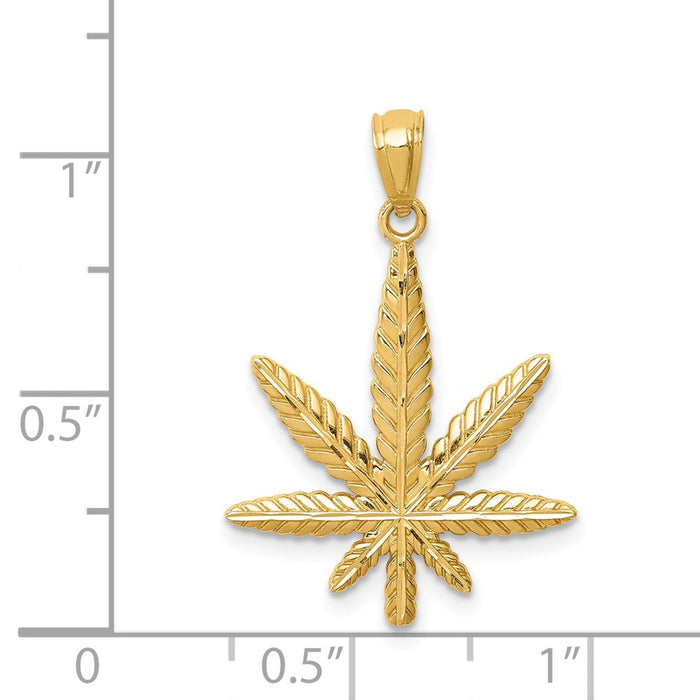 Million Charms 14K Yellow Gold Themed Leaf Pendant