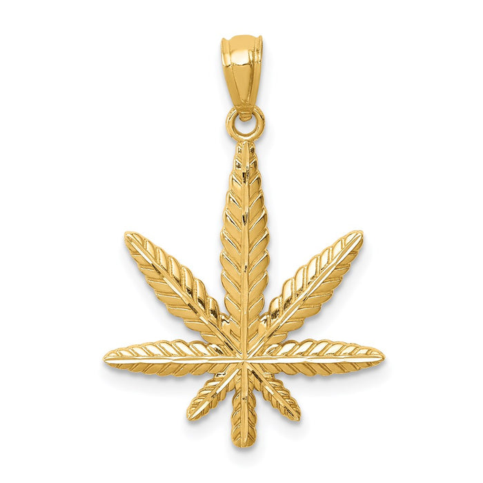 Million Charms 14K Yellow Gold Themed Leaf Pendant