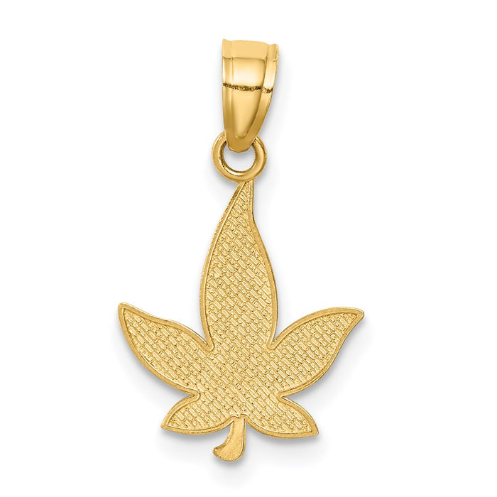 Million Charms 14K Yellow Gold Themed Leaf Pendant