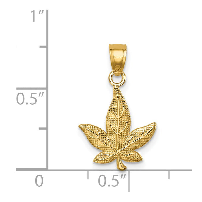 Million Charms 14K Yellow Gold Themed Leaf Pendant