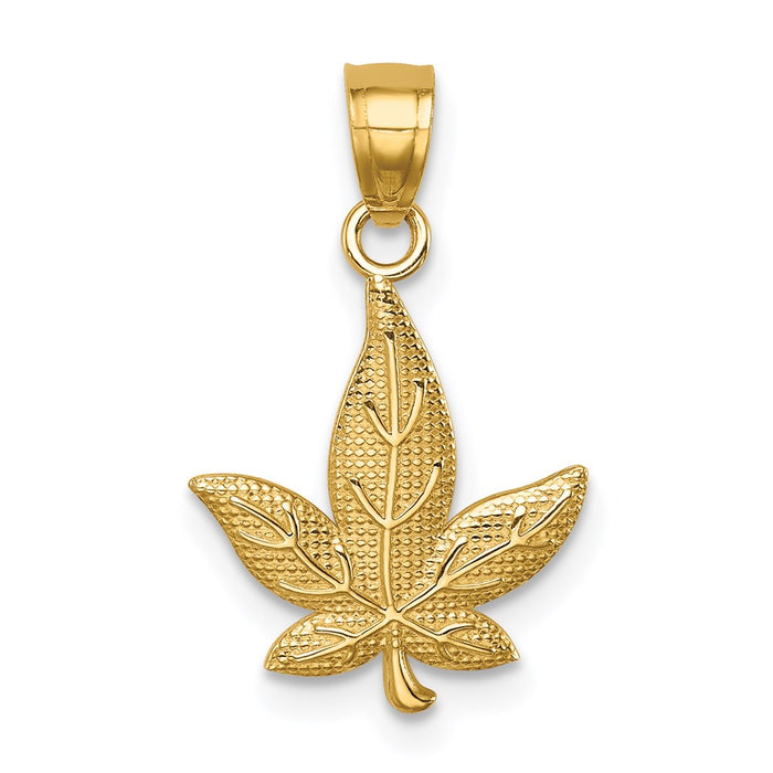 Million Charms 14K Yellow Gold Themed Leaf Pendant