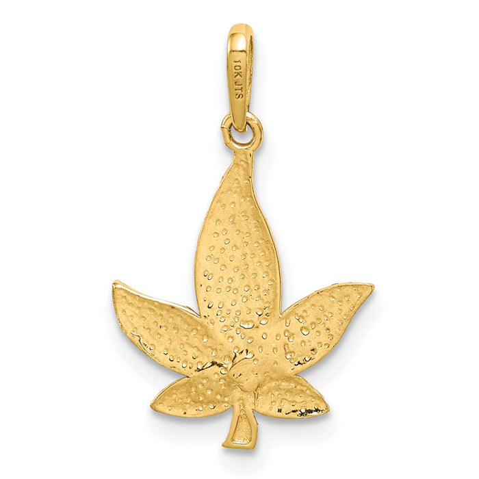 Million Charms 14K Yellow Gold Themed Diamond-Cut Leaf Pendant