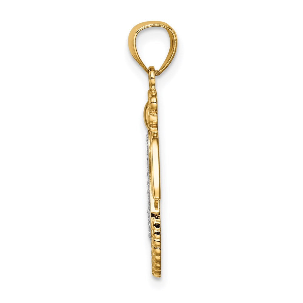 Million Charms 14K Yellow Gold Themed With Rhodium-plated Infinity Angel Pendant