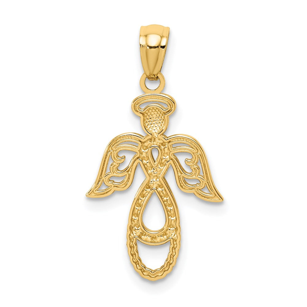 Million Charms 14K Yellow Gold Themed With Rhodium-plated Infinity Angel Pendant