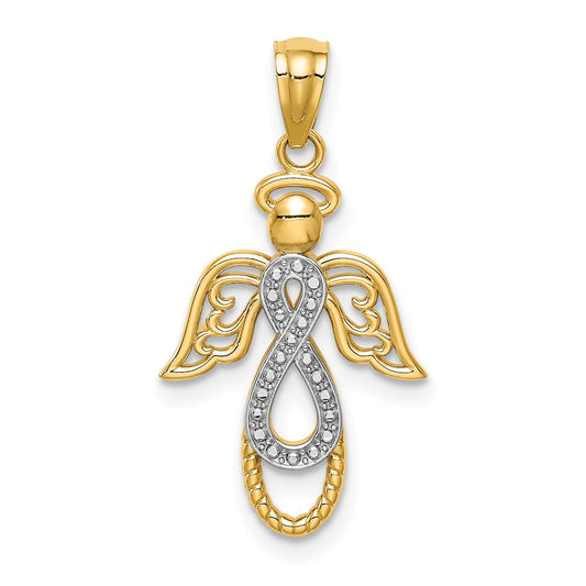 Million Charms 14K Yellow Gold Themed With Rhodium-plated Infinity Angel Pendant
