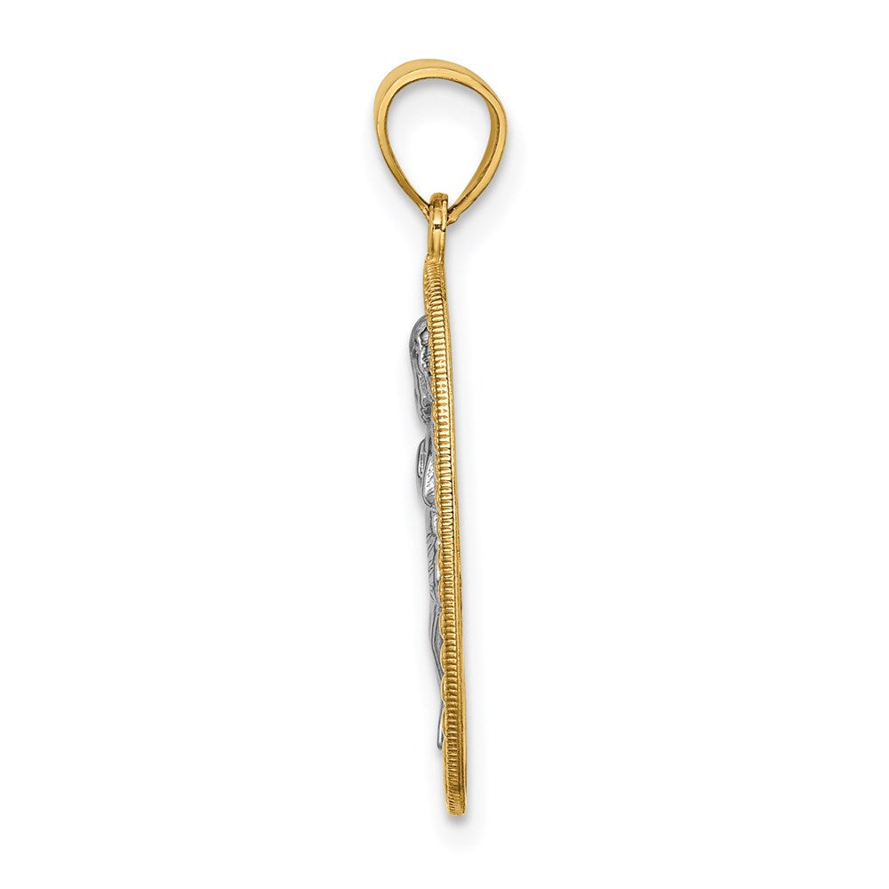 Million Charms 14K Yellow Gold Themed With Rhodium-plated Angel Pendant