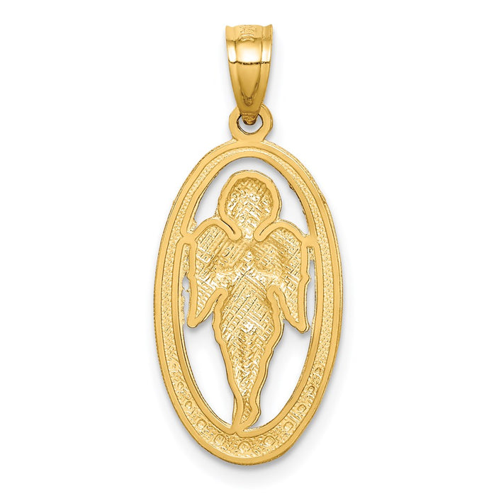 Million Charms 14K Yellow Gold Themed With Rhodium-plated Angel Pendant