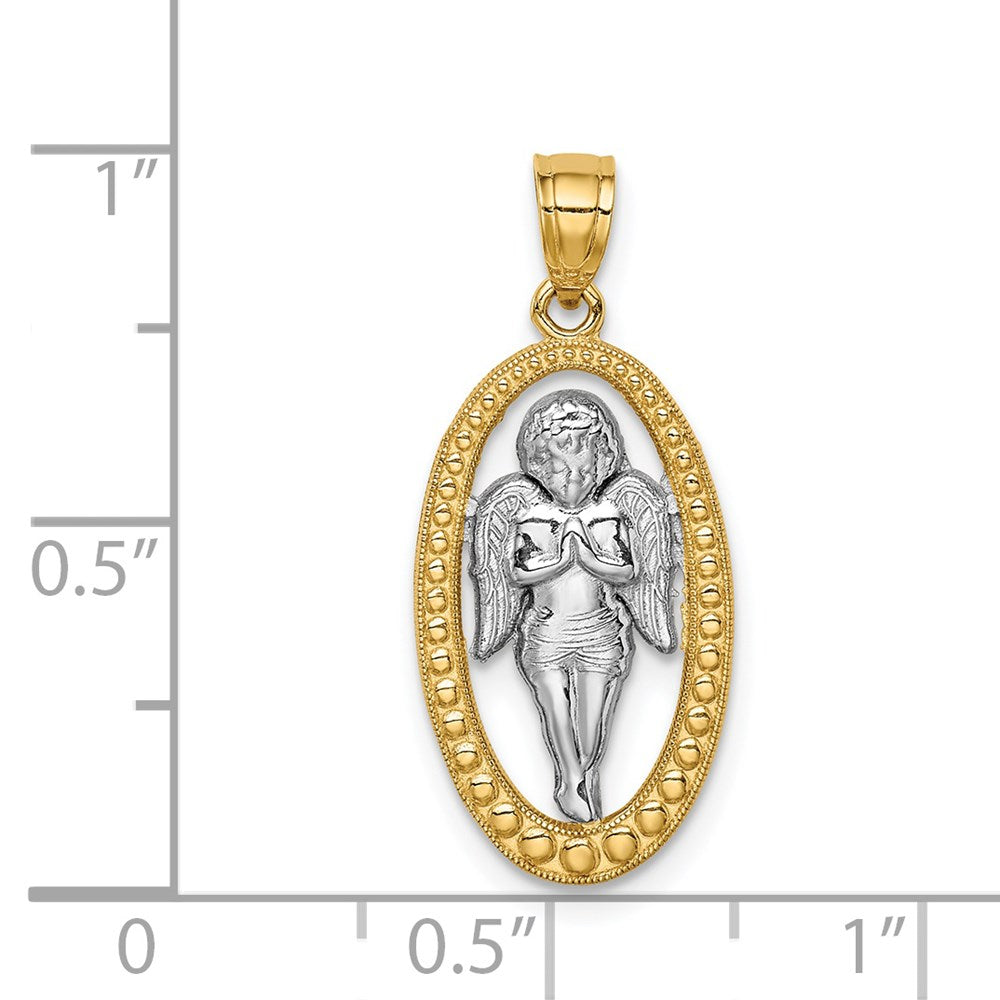 Million Charms 14K Yellow Gold Themed With Rhodium-plated Angel Pendant