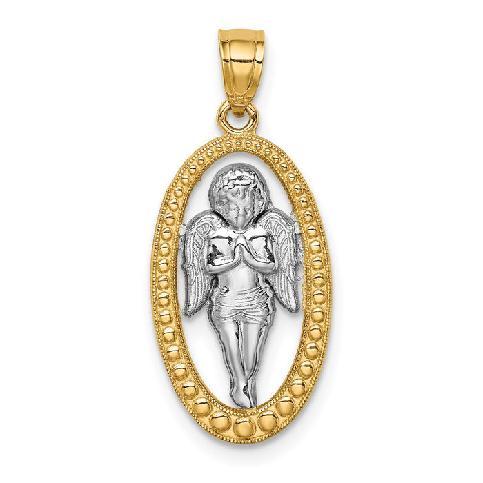 Million Charms 14K Yellow Gold Themed With Rhodium-plated Angel Pendant