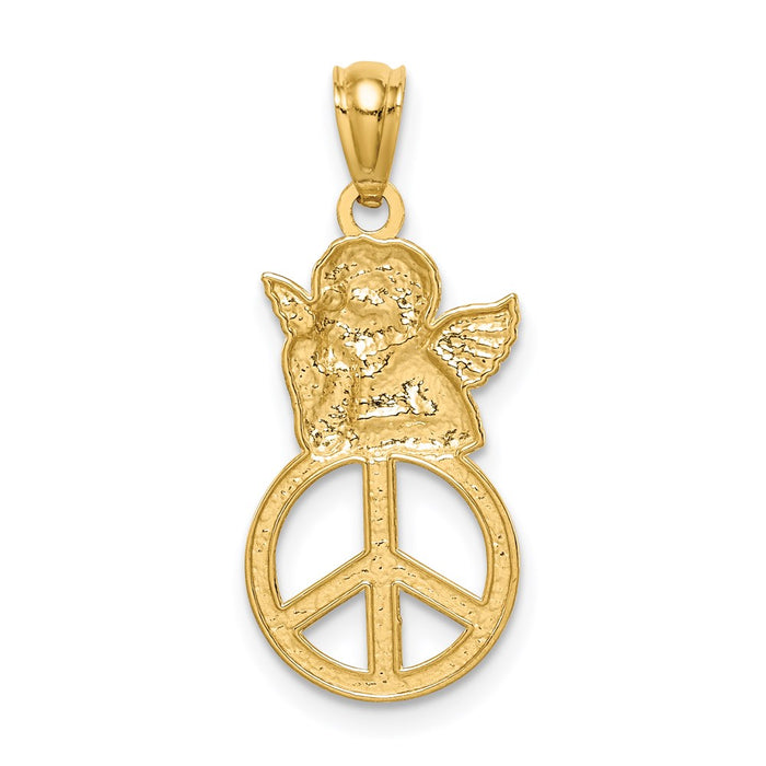 Million Charms 14K Yellow Gold Themed Peace Angel Pendant