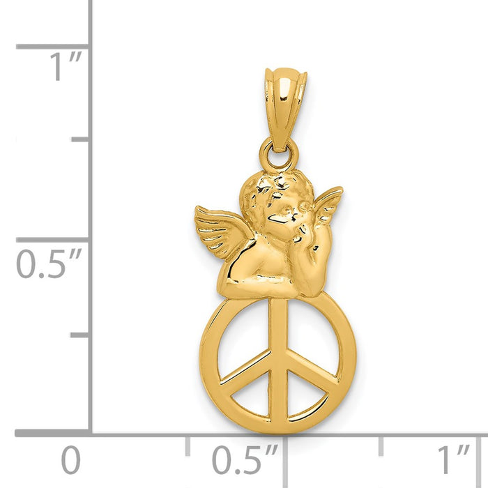 Million Charms 14K Yellow Gold Themed Peace Angel Pendant