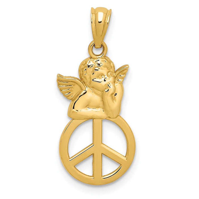 Million Charms 14K Yellow Gold Themed Peace Angel Pendant