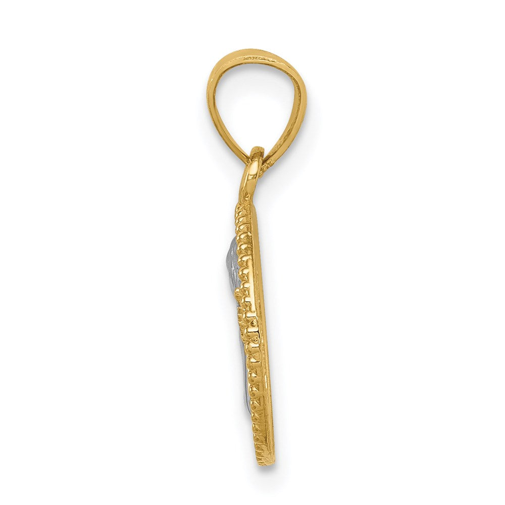 Million Charms 14K Yellow Gold Themed With Rhodium-plated Angel Pendant