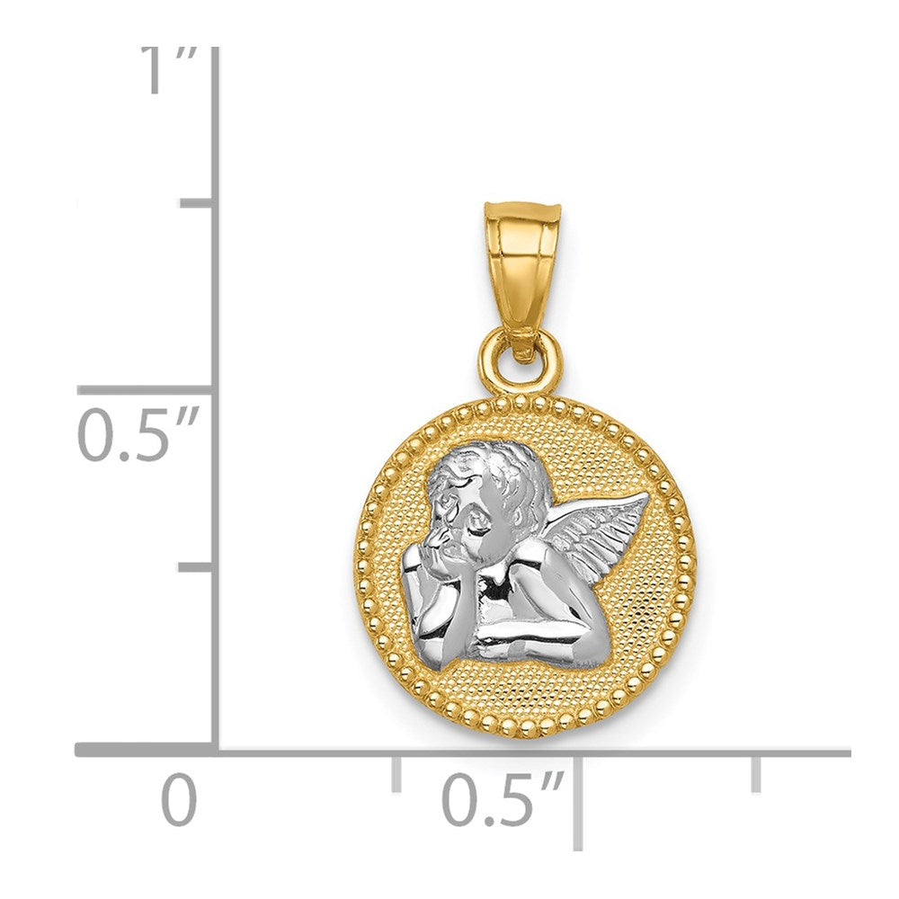 Million Charms 14K Yellow Gold Themed With Rhodium-plated Angel Pendant