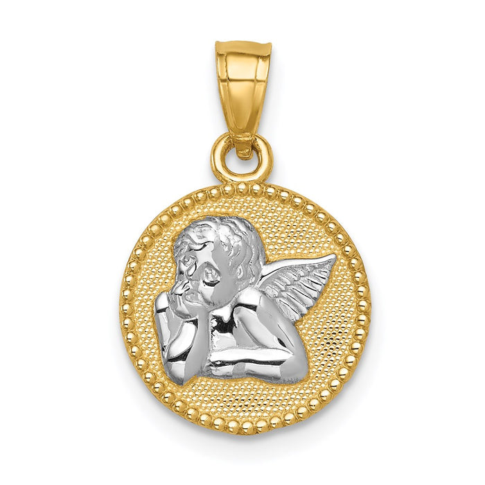 Million Charms 14K Yellow Gold Themed With Rhodium-plated Angel Pendant