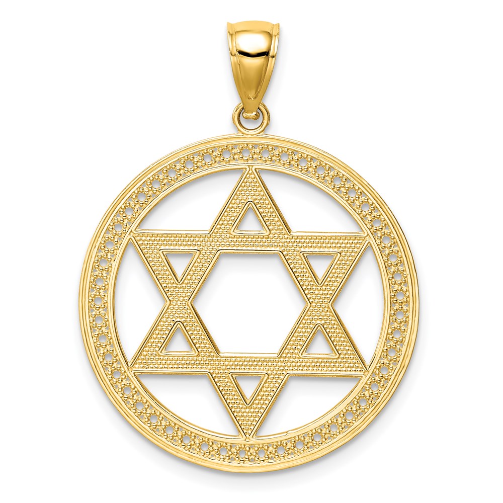 Million Charms 14K Yellow Gold Themed Religious Jewish Star Of David Pendant