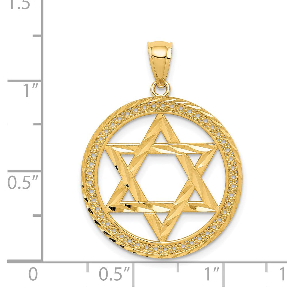 Million Charms 14K Yellow Gold Themed Religious Jewish Star Of David Pendant