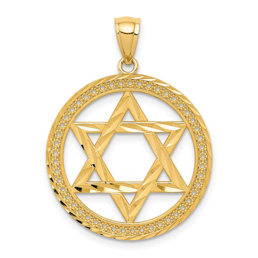 Million Charms 14K Yellow Gold Themed Religious Jewish Star Of David Pendant
