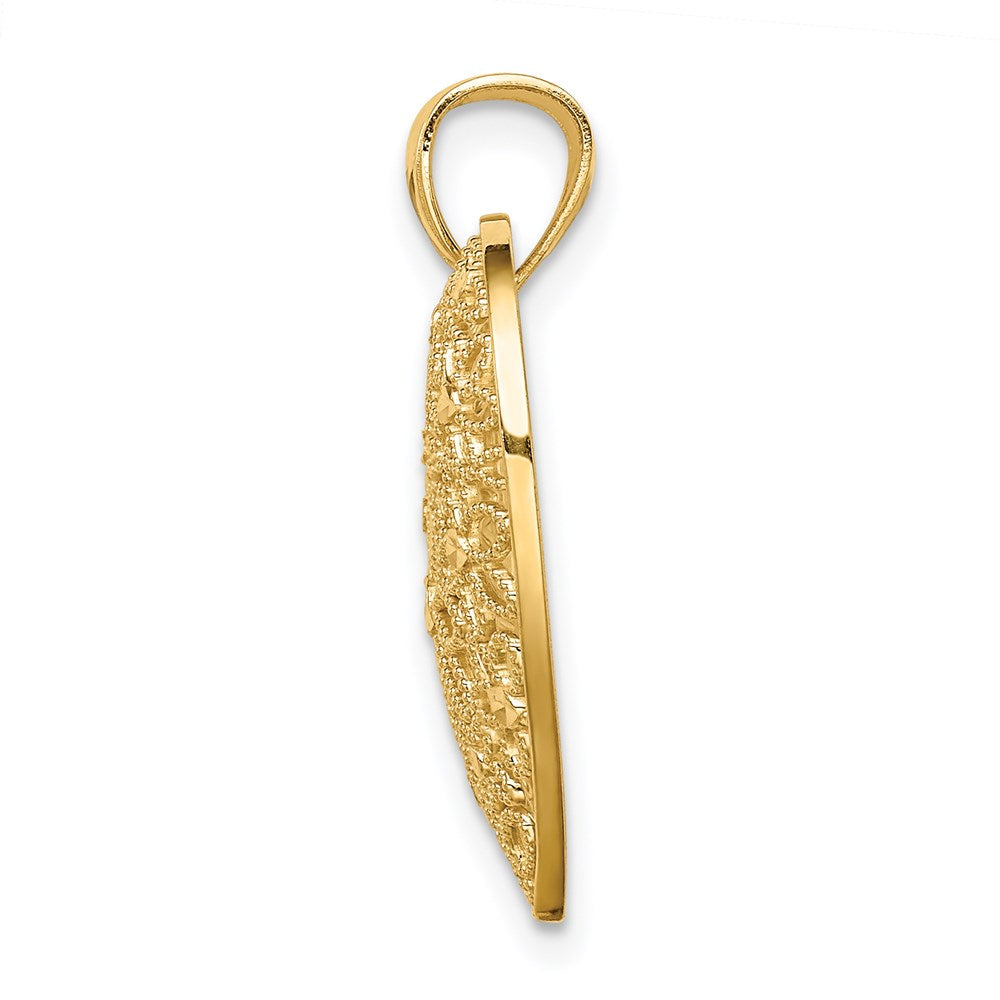 Million Charms 14K Yellow Gold Themed Polished Floral Heart Pendant