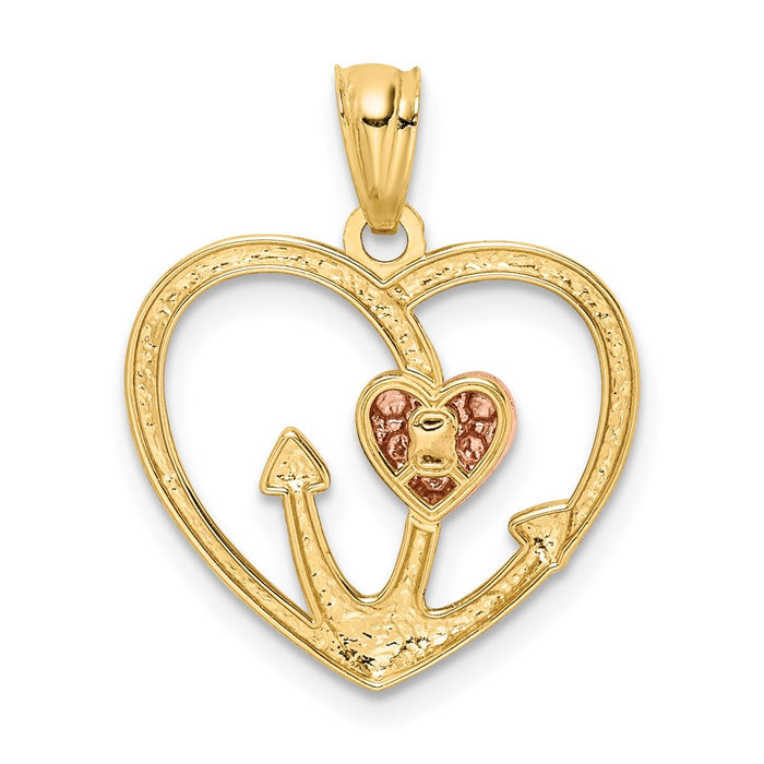 Million Charms 14K Two-Tone Diamond-Cut White Rhodium-plated Nautical Anchor Heart Pendant