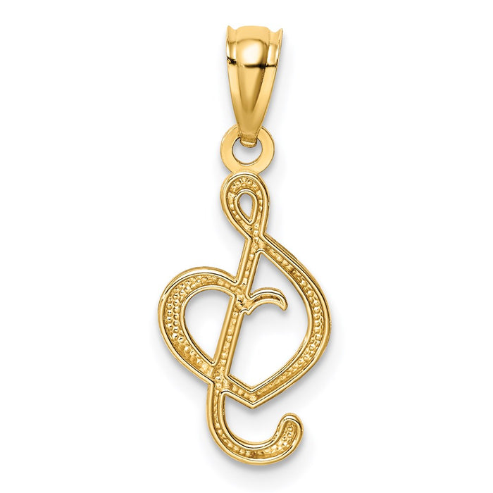 Million Charms 14K Yellow Gold Themed Music Note With Heart Pendant