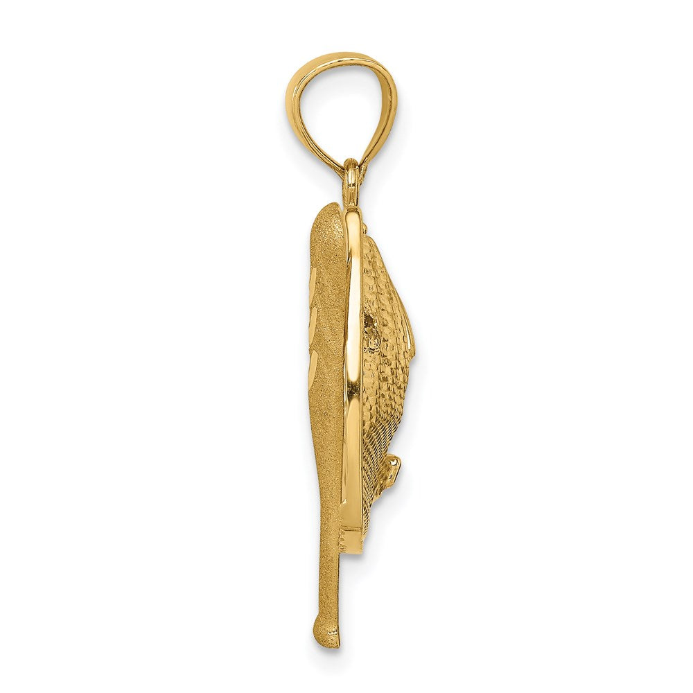 Million Charms 14K Yellow Gold Themed Diamond-Cut White Rhodium-plated Sports Baseball Bat Glove Ball Pendant