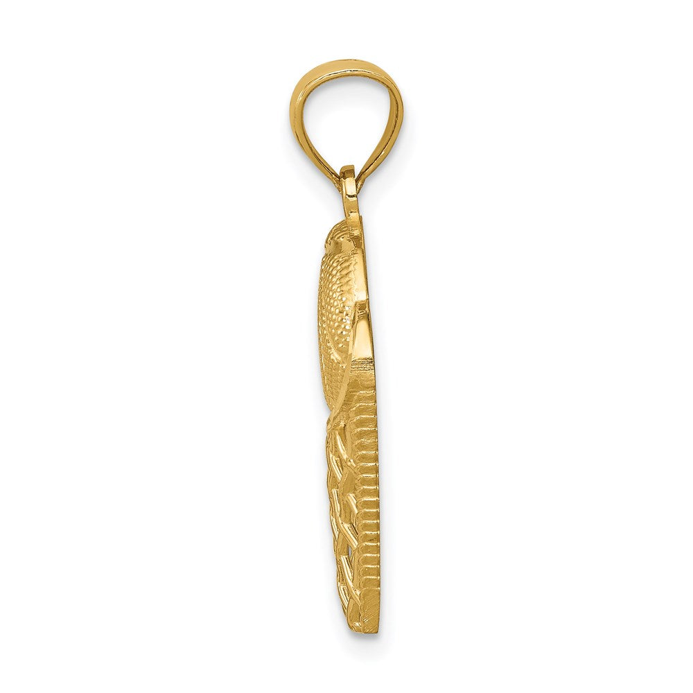Million Charms 14K Yellow Gold Themed Sports Basketball In Hoop Pendant