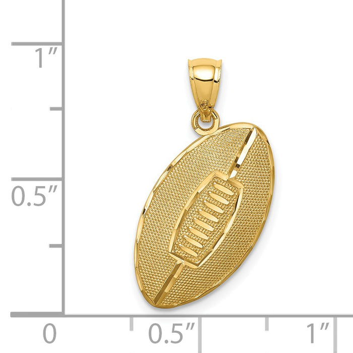 Million Charms 14K Yellow Gold Themed Sports Football Pendant