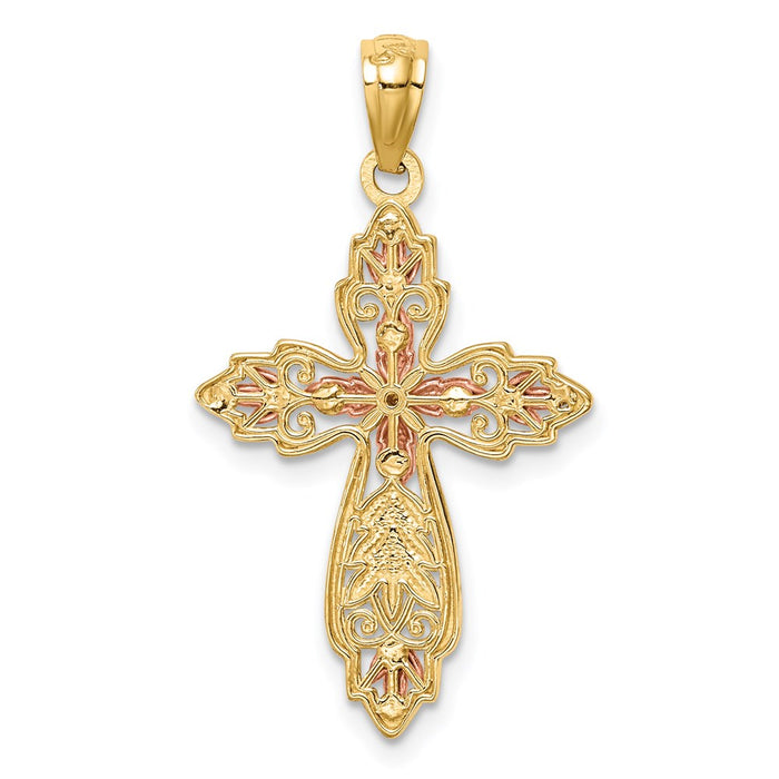 Million Charms 14K Two-Tone Relgious Cross Pendant