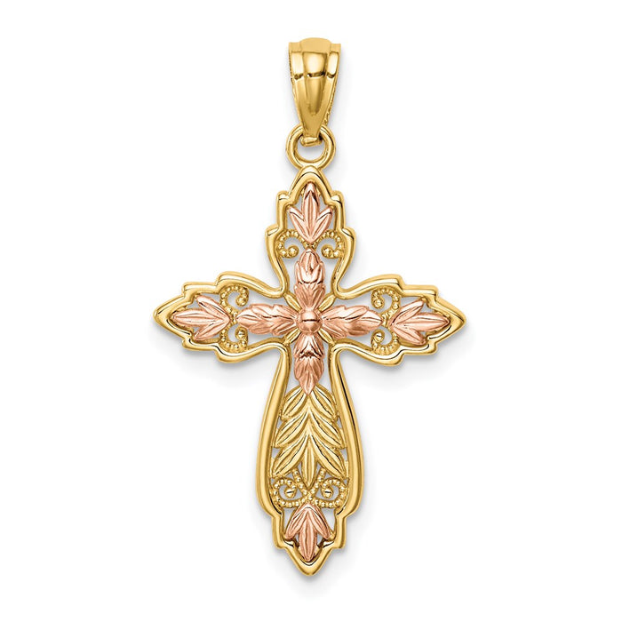 Million Charms 14K Two-Tone Relgious Cross Pendant