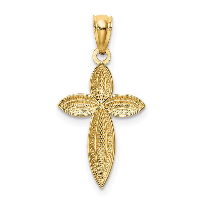 Million Charms 14K Yellow Gold Themed With Rhodium-plated Passion Relgious Cross Pendant