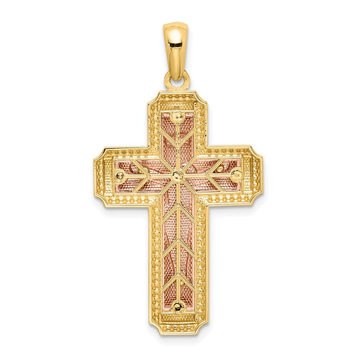 Million Charms 14K Two-Tone White Rhodium-plated Inri Relgious Crucifix Pendant