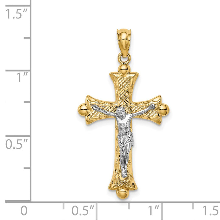 Million Charms 14K Two-Tone Florentine Crucifix