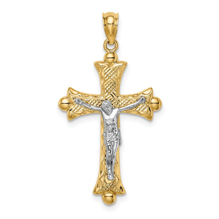 Million Charms 14K Two-Tone Florentine Crucifix