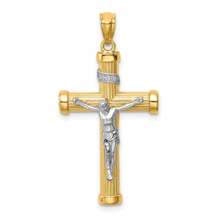 Million Charms 14K Two-Tone & Rhodium-plated Inri Crucifix